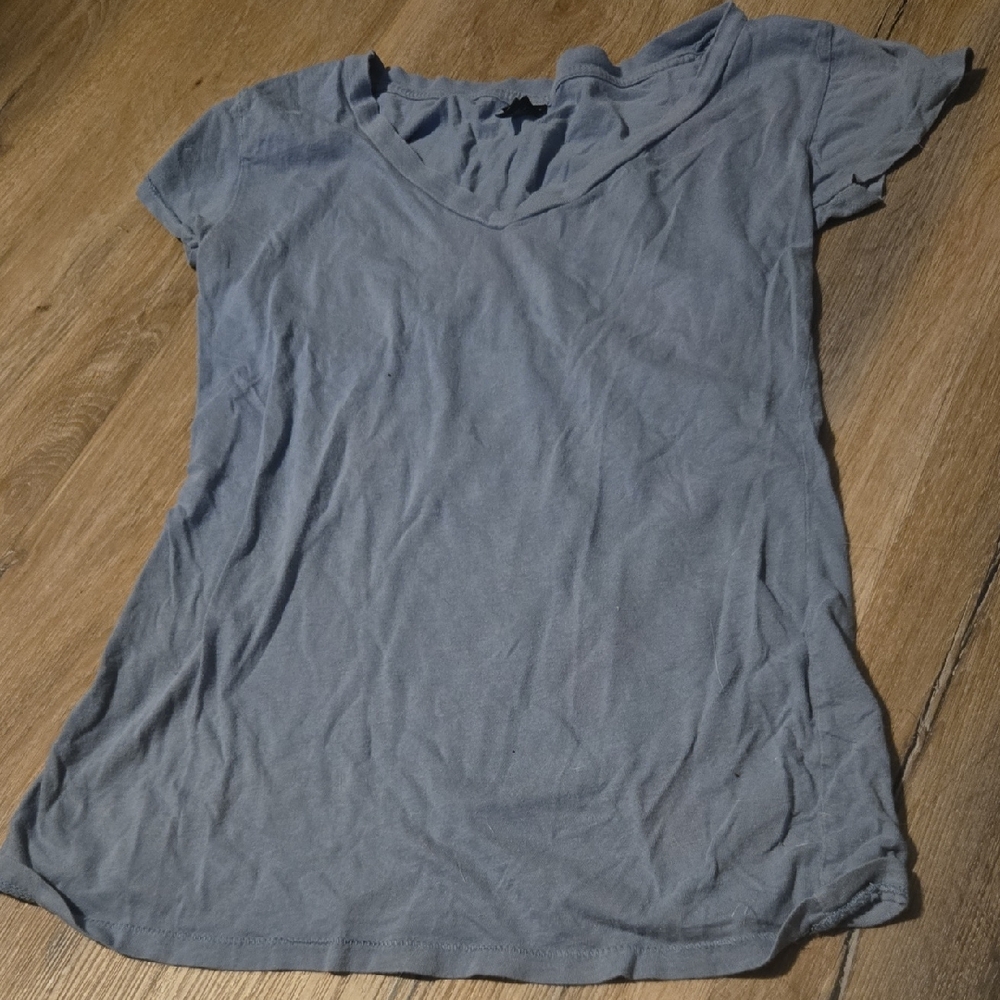 Chic Slate Blue Women's Short Sleeve Top